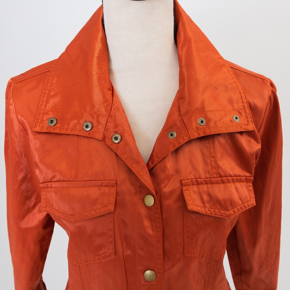 Metallic rust orange jacket wide collar light sheen statement jacket 8 Ruby Rd - Picture 10 of 13